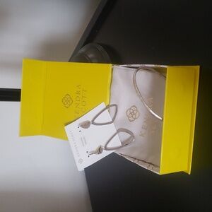 Kendra Scott Silver Thin Cuff Bangle w/ Kira Pierced Earrings